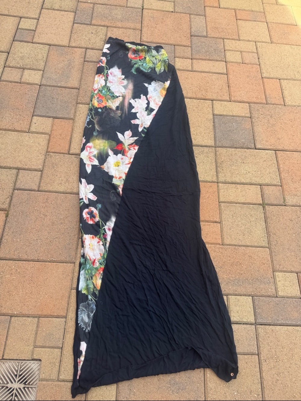 Ted Baker Black Maxi Skirt with Floral Panel
